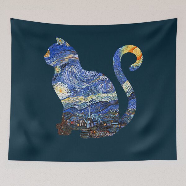 Item preview, Cat Tshirt Starry Night Cat Tee Van Gogh Cat   designed and sold by Leon-Alexander.