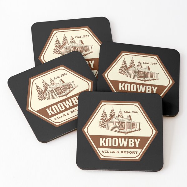 Item preview, Knowby Villa and Resort Wood Cabin 80s horror movie influenced design designed and sold by RetroDesignsNW.