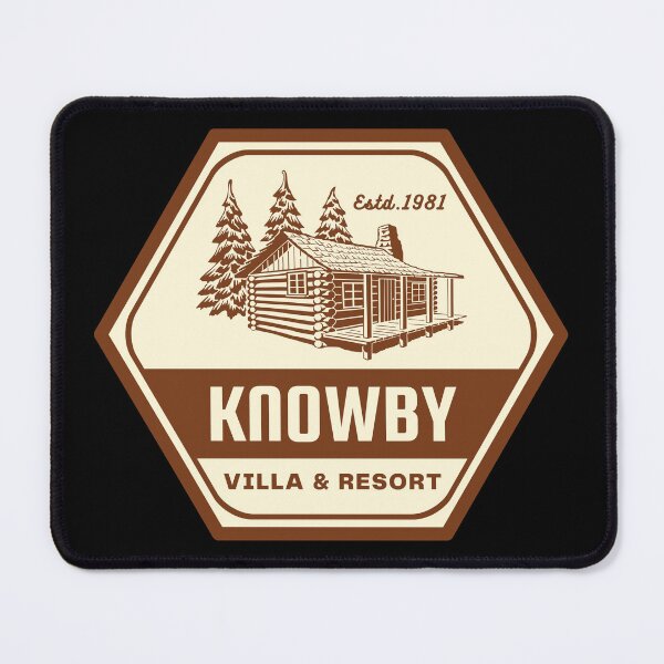 Item preview, Knowby Villa and Resort Wood Cabin 80s horror movie influenced design designed and sold by RetroDesignsNW.