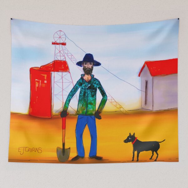 Item preview, "Bearded Miner & His Staffy Dog" designed and sold by EJCairns.