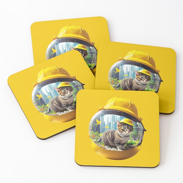Item preview, The Yellow-Suited Feline Constructor of the Big Apple designed and sold by Pawsitive Palette.