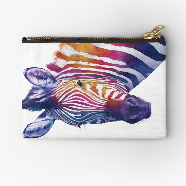 Sunset Rainbow Zebra Zipper Pouch