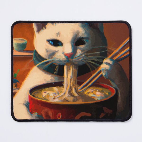 Item preview, Cat eating delicious Japanese ramen designed and sold by ArtisticAllure1.