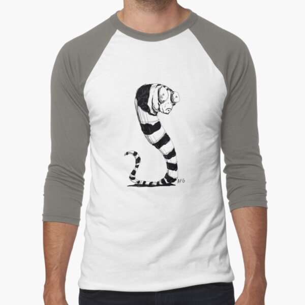 Bug Eyed Black and White Striped Snake...Thing? Baseball ¾ Sleeve T-Shirt