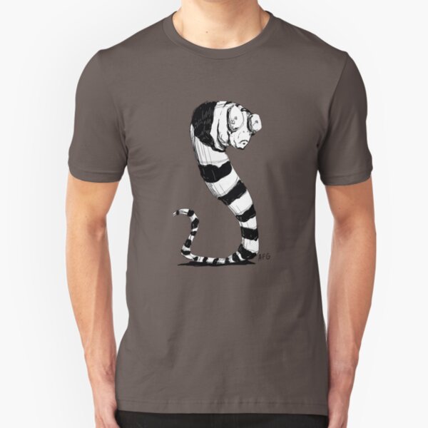 Bug Eyed Black and White Striped Snake...Thing? Slim Fit T-Shirt