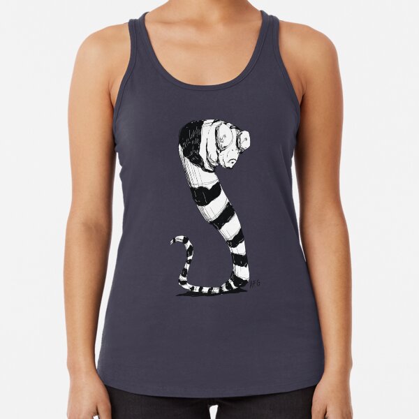 Bug Eyed Black and White Striped Snake...Thing? Racerback Tank Top