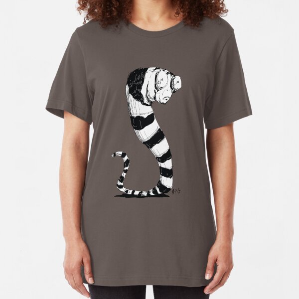Bug Eyed Black and White Striped Snake...Thing? Slim Fit T-Shirt