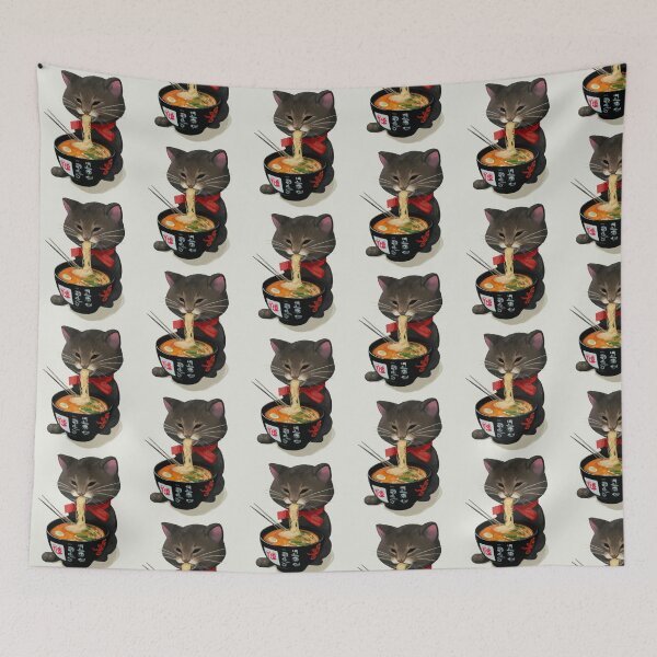 Item preview, Black cat eating delicious Japanese ramen designed and sold by ArtisticAllure1.
