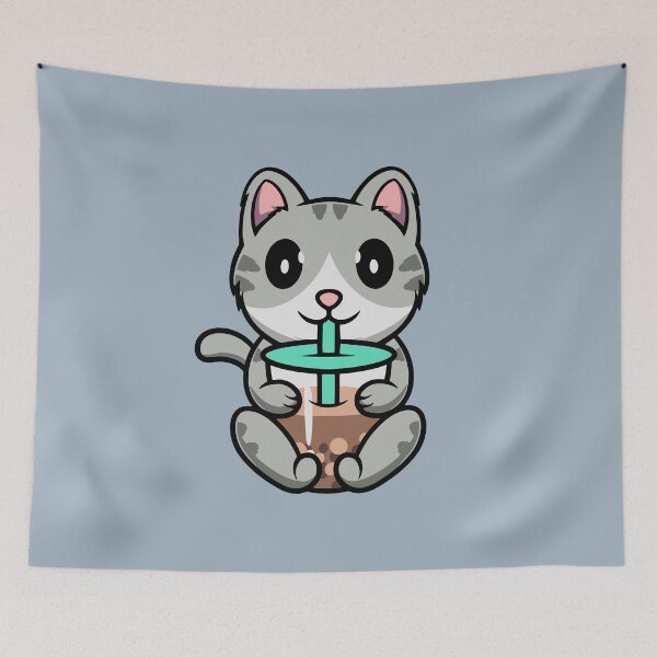 Item preview, Cute Kitten enjoying Boba tea designed and sold by cubbone.