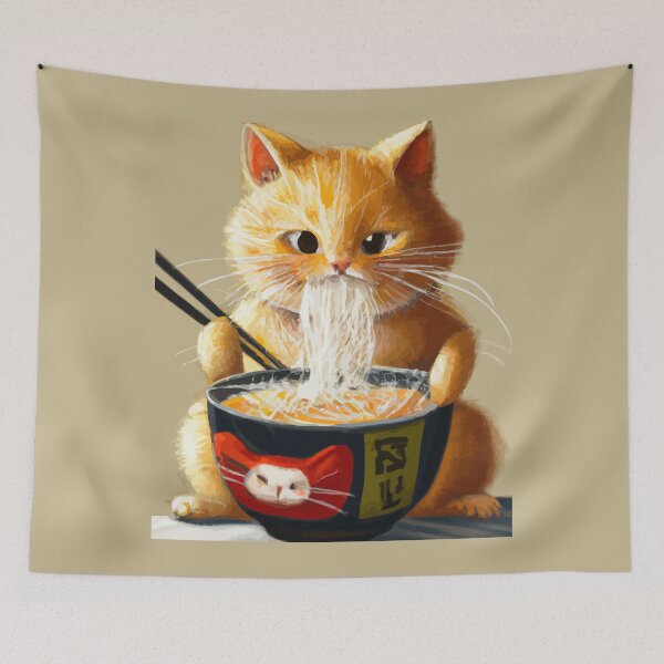 Item preview, Cute Cat Eating Delicious Japanese Ramen designed and sold by ArtisticAllure1.