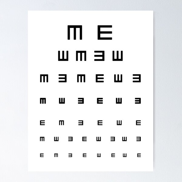 Eye Exam Chart Vision Eye Test Chart Snellen Eye Charts For Eye Exams 20  Feet Symbol Novelty Medical Wall Occluder Vision Thick Paper Sign Print  Picture 8x12 - Poster Foundry