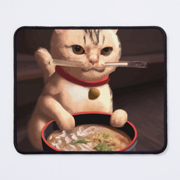 Item preview, Cat Enjoying Delicious Japanese Ramen designed and sold by ArtisticAllure1.