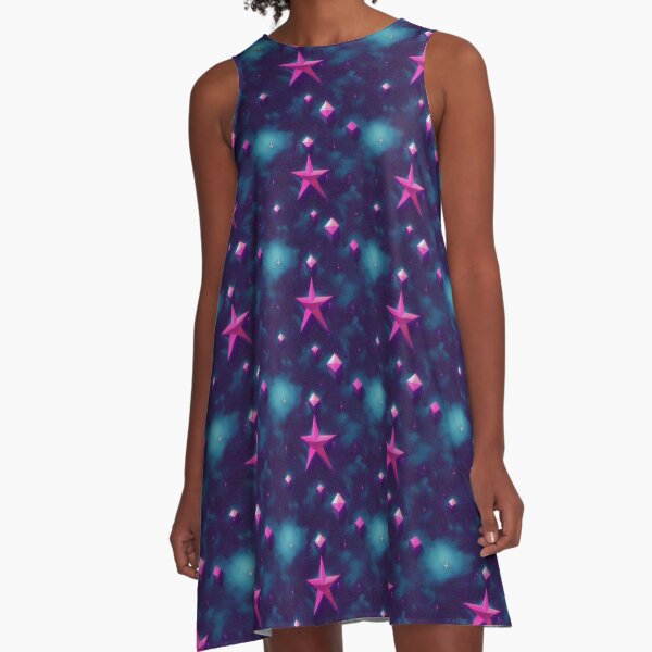 vaporwave star pattern A-Line Dress