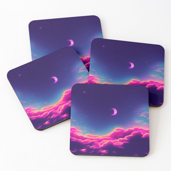 Item preview, vaporwave moon crescent pattern designed and sold by CustomPrintHub.