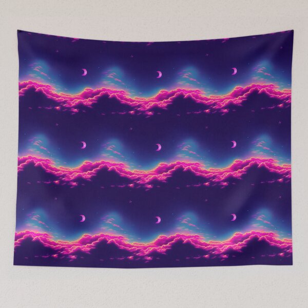 Item preview, vaporwave moon crescent pattern designed and sold by CustomPrintHub.
