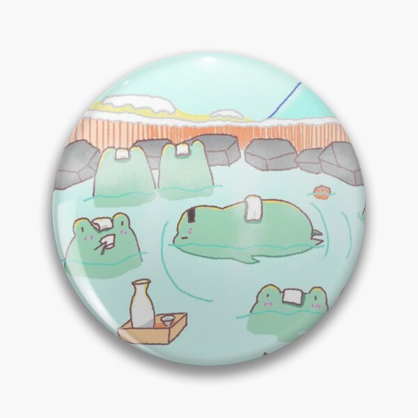 Item preview, Relaxing Snowy Day at the Frog Onsen designed and sold by ribbitworkshop.