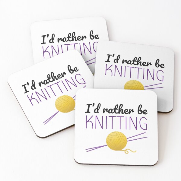Item preview, I'd rather be knitting, funny text design for knitters designed and sold by wondertree.