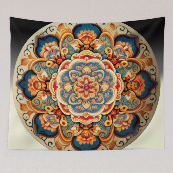Aperçu de l'œuvre Ceramic Artistic Circular Asian Pattern Digital Painting créée et vendue par CodeAndColors.