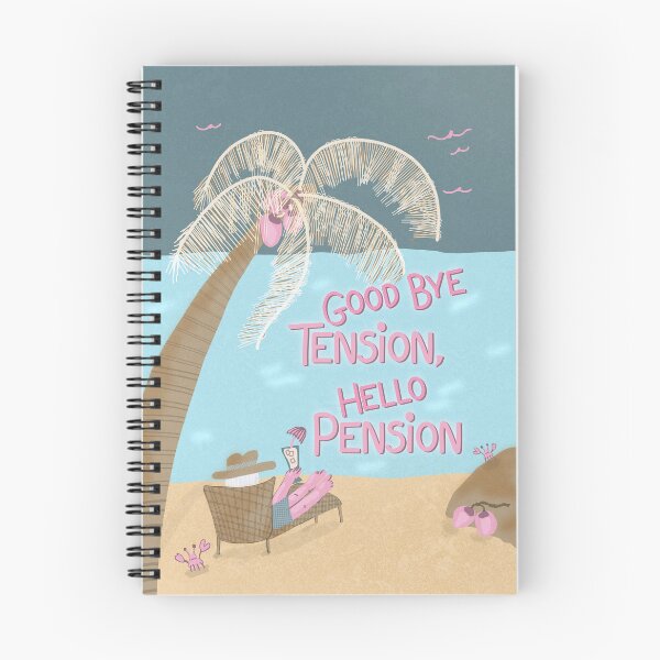 Item preview, Good Bye Tension, Hello Pension | Retirement | pink blue designed and sold by Ingrid Poole.
