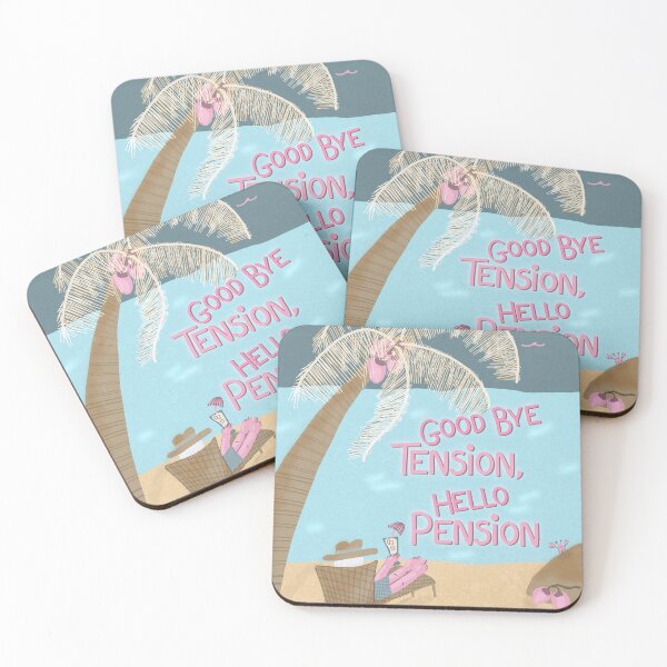 Item preview, Good Bye Tension, Hello Pension | Retirement | pink blue designed and sold by Ingrid Poole.