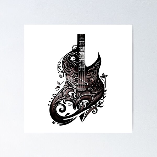 Guitar Tattoo Stock Illustration - Download Image Now - Abstract, Acoustic  Guitar, Acoustic Music - iStock