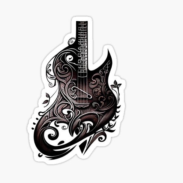 Tribal Guitar For Tattoo Design Download a Free Preview or High Quality  Adobe Illustrator Ai EPS PDF and High  Guitar vector Music notes wall  art Mom drawing