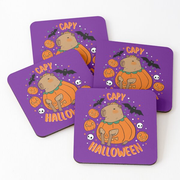 Item preview, Happy Halloween a cute capybara waring a pumpkin costume for Halloween  designed and sold by Yarafantasyart.