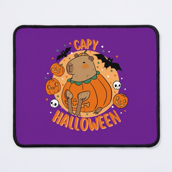 Item preview, Happy Halloween a cute capybara waring a pumpkin costume for Halloween designed and sold by Yarafantasyart.