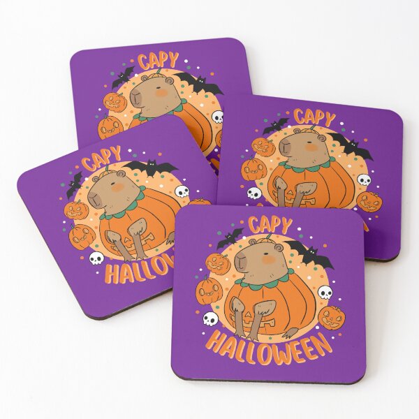 Item preview, Happy Halloween a cute capybara waring a pumpkin costume for Halloween  designed and sold by Yarafantasyart.