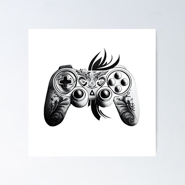 Poster Gaming Technology - Game Pad on a Black and White