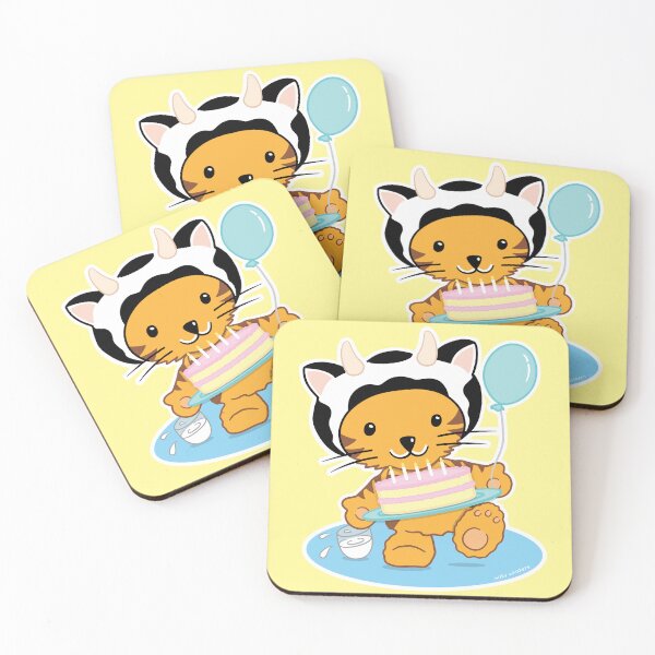 Item preview, Milky Whiskers ginger kitten with birthday cake. designed and sold by B-143.