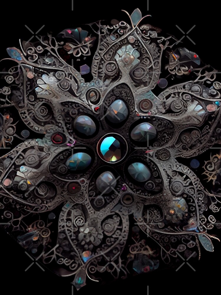 Aperçu 5 sur 5. Robe trapèze avec l'œuvre Complex Enchanted Bejeweled Black Scandifornian Pa Digital Painting créée et vendue par CodeAndColors.