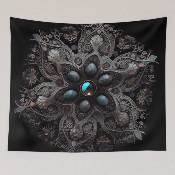 Item preview, Complex Enchanted Bejeweled Black Scandifornian Pa Digital Painting designed and sold by CodeAndColors.