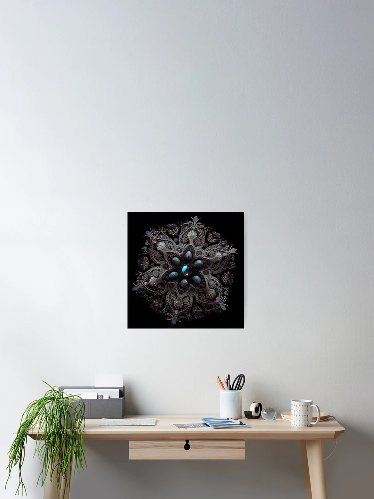 Thumbnail 2 von 3, Poster, Complex Enchanted Bejeweled Black Scandifornian Pa Digital Painting designt und verkauft von CodeAndColors.