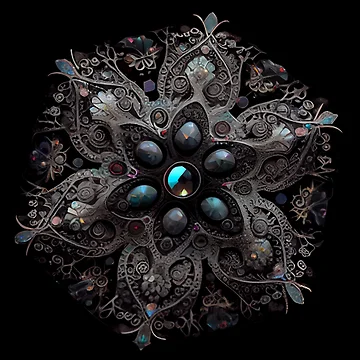 Vorschaubild zum Design Complex Enchanted Bejeweled Black Scandifornian Pa Digital Painting von CodeAndColors