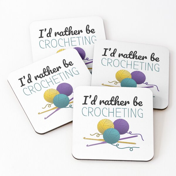 Item preview, I'd rather be crocheting, funny text design for crocheters designed and sold by wondertree.