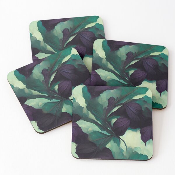 Item preview, Green and purple floral design tropical design romantic design vintage look abstract aesthetic pattern floral pattern designed and sold by LunarSeaArt.