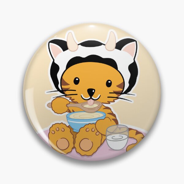 Item preview, Milky Whiskers ginger kitten eating breakfast designed and sold by B-143.
