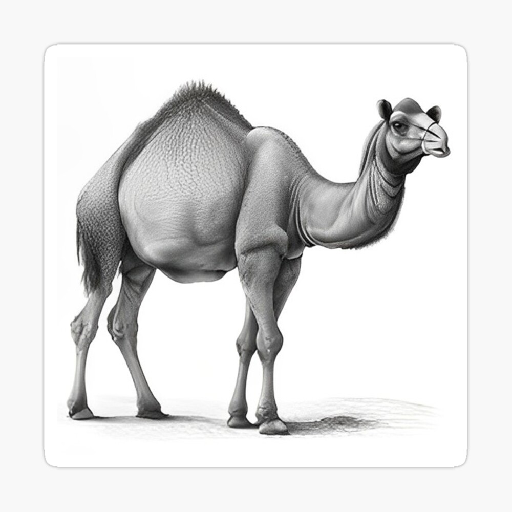 Camel Is Herbivorous Enduring Mammal With Hump On Its Back With Reserve Of  Fat. Vector Monochrome Freehand Ink Drawn Background Sketchy In Art  Scribble Antiquity Style Pen On Paper With Space For