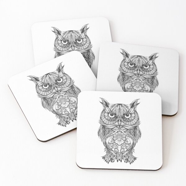 Item preview, Scary Owl Art Drawing Essential T-Shirt designed and sold by Oussama Sammam.