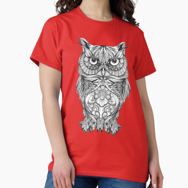 Item preview, Scary Owl Art Drawing Essential T-Shirt designed and sold by Oussama Sammam.