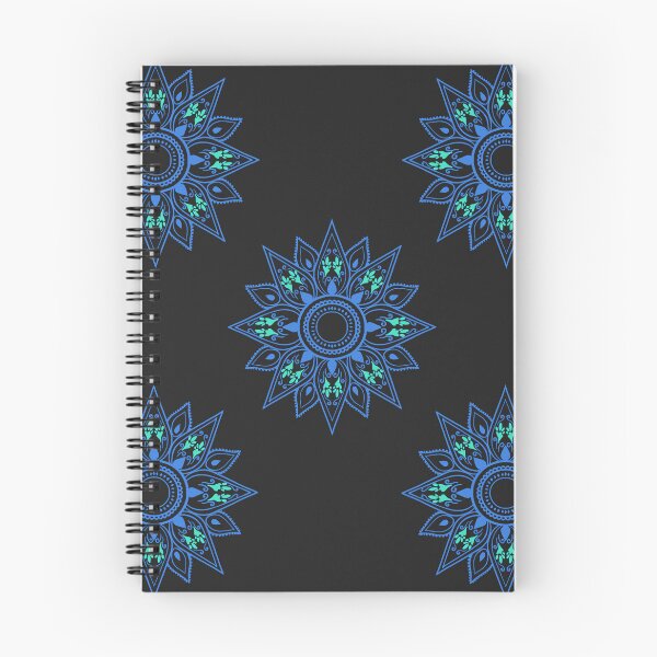Item preview, Flower patterns sky blue on black  designed and sold by Chaoticzarts.