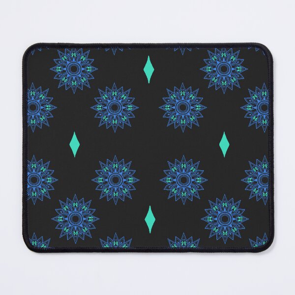 Item preview, Flower patterns sky blue on black  designed and sold by Chaoticzarts.