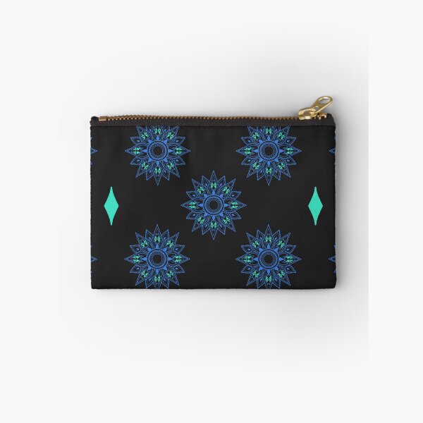Item preview, Flower patterns sky blue on black  designed and sold by Chaoticzarts.