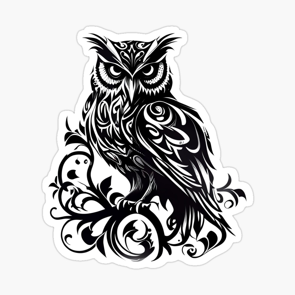 The Tribal Owl Sticker,All-Weather Premium Vinyl Sticker-Sticky Back –  Heart Sticker Company