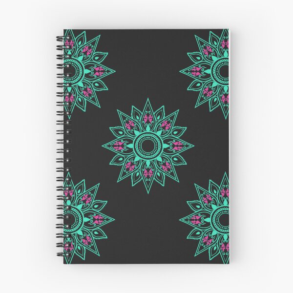 Item preview, Flower patterns aquamarine on black  designed and sold by Chaoticzarts.