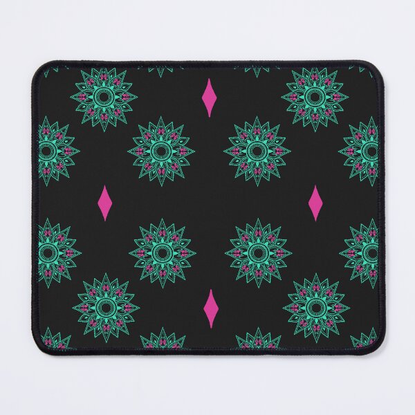 Item preview, Flower patterns aquamarine on black  designed and sold by Chaoticzarts.