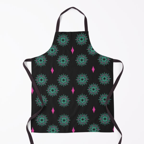 Item preview, Flower patterns aquamarine on black designed and sold by Chaoticzarts.