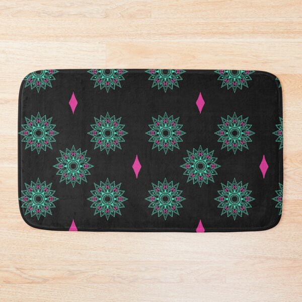 Item preview, Flower patterns aquamarine on black  designed and sold by Chaoticzarts.