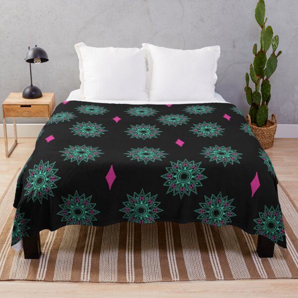 Item preview, Flower patterns aquamarine on black  designed and sold by Chaoticzarts.
